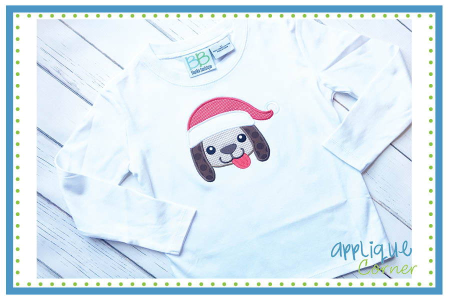 Santa Puppy Head Applique Design