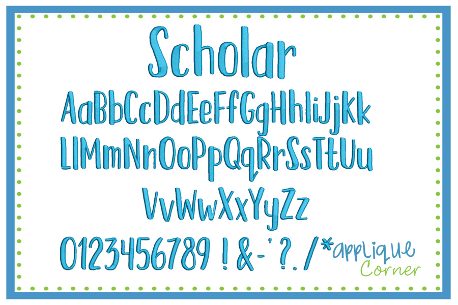 Scholar Embroidery Font