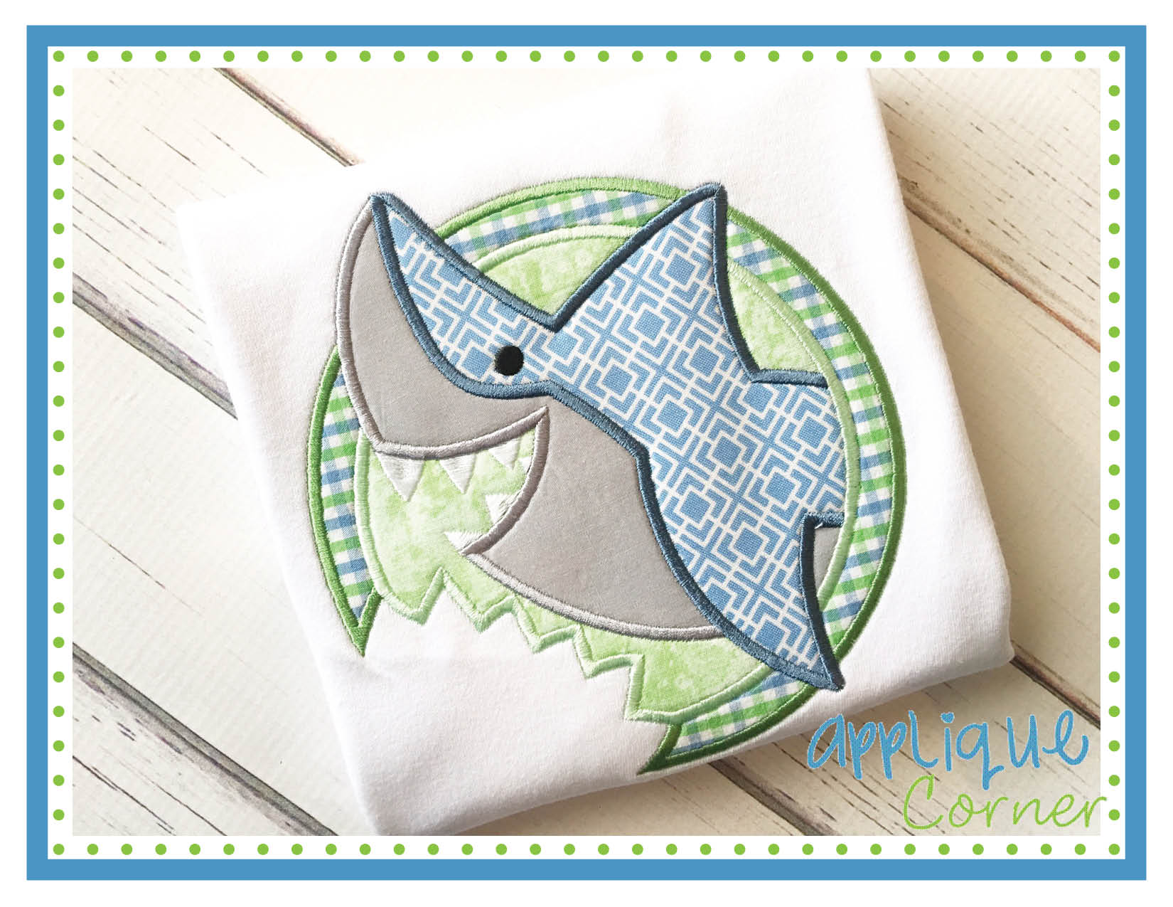Shark Circle with Bite Applique Design