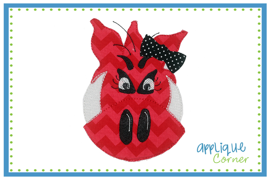 Simple Hog Face Girl Applique Design