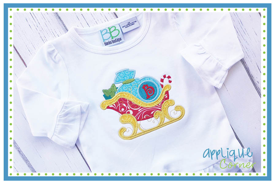 Sleigh Monogram Applique Design