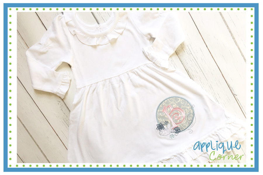 Snowflake Monogram Circle Applique Design