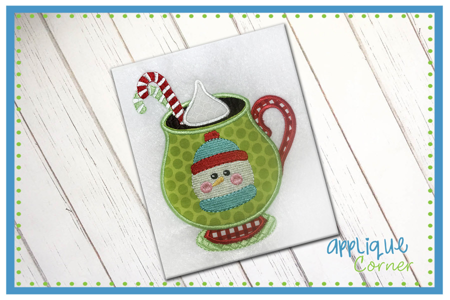 Snowman Hot Cocoa Applique Design