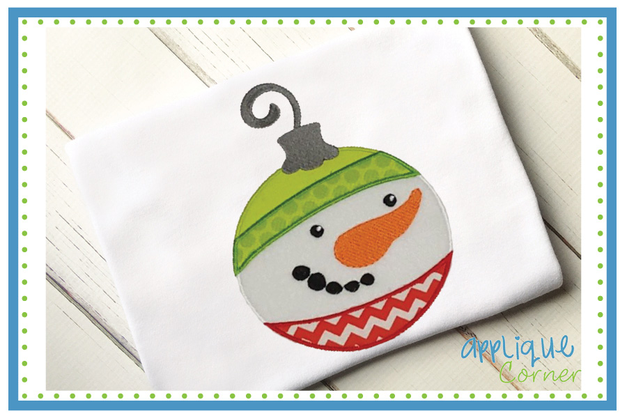 Ornament Snowman Applique Design