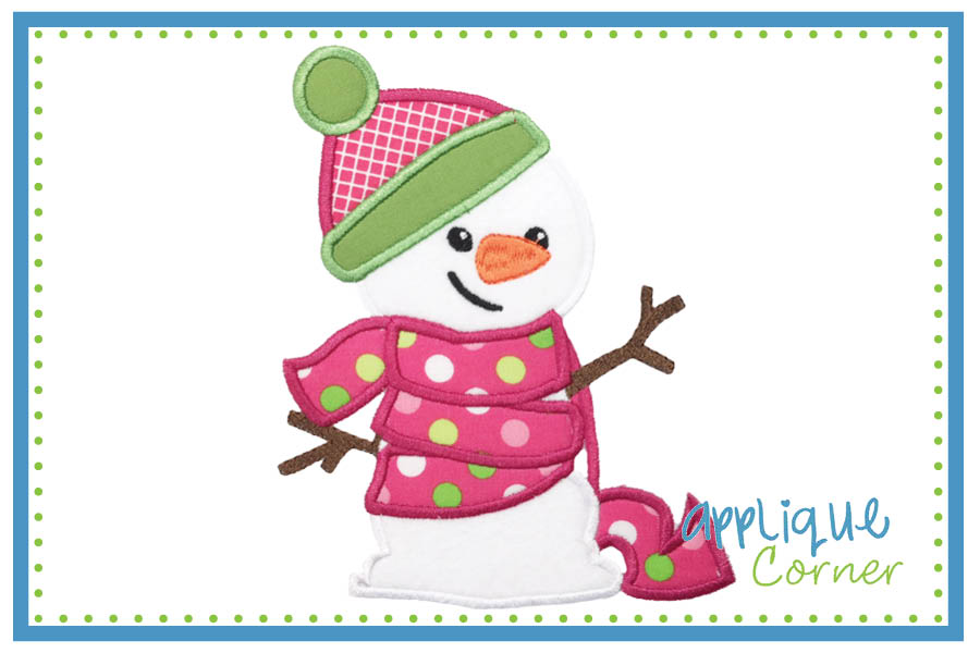 Snowman with Ribbon Applique Design