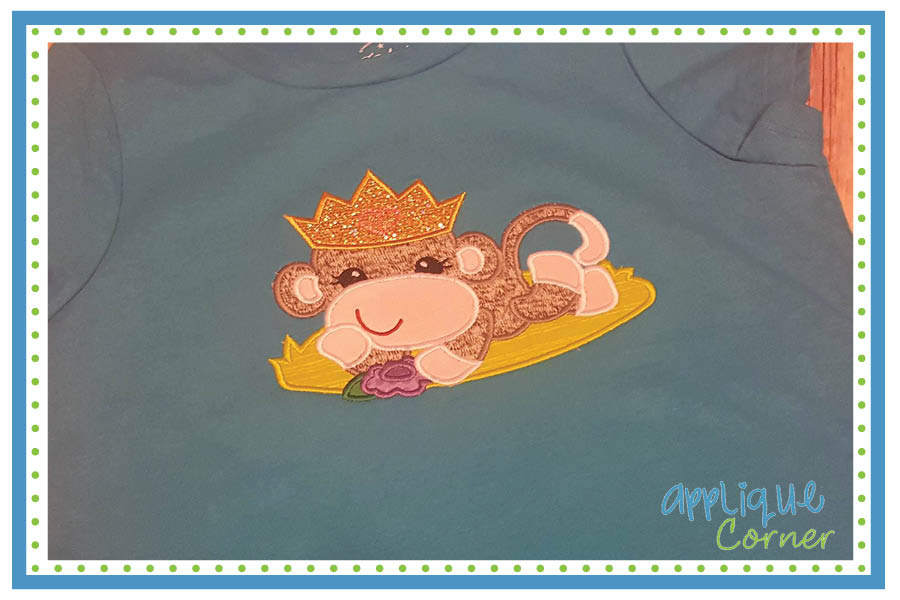 Sock Monkey Crown Applique Design