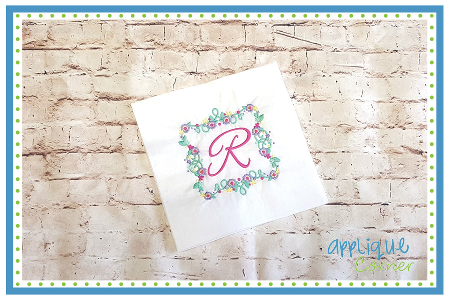 Square Floral Frame Embroidery Design
