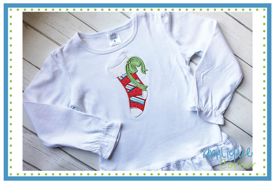 Stocking with Bow Applique Design