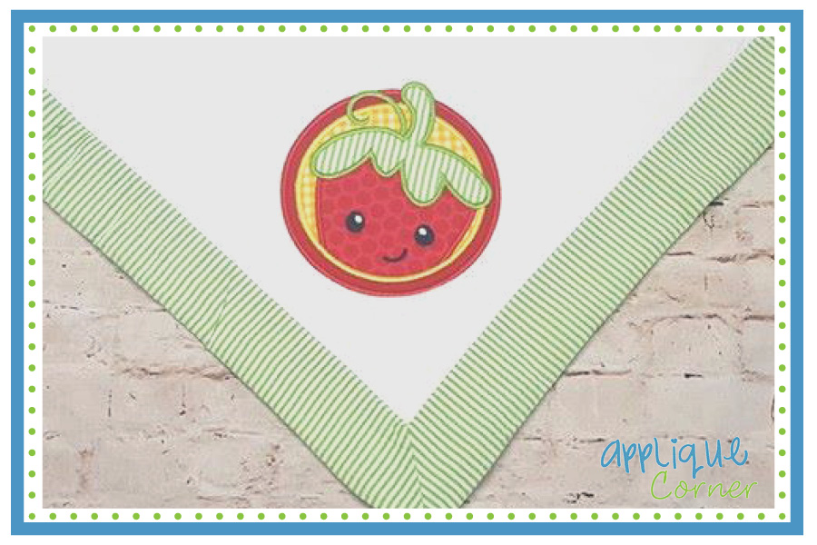 Strawberry in Circle Applique Design