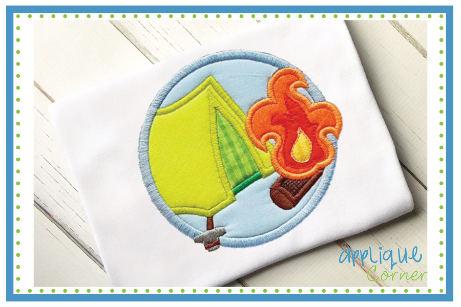 Tent Campfire Applique Design