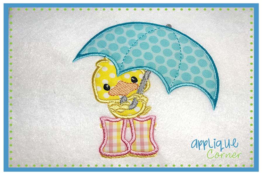 Umbrella Duckie Applique Design