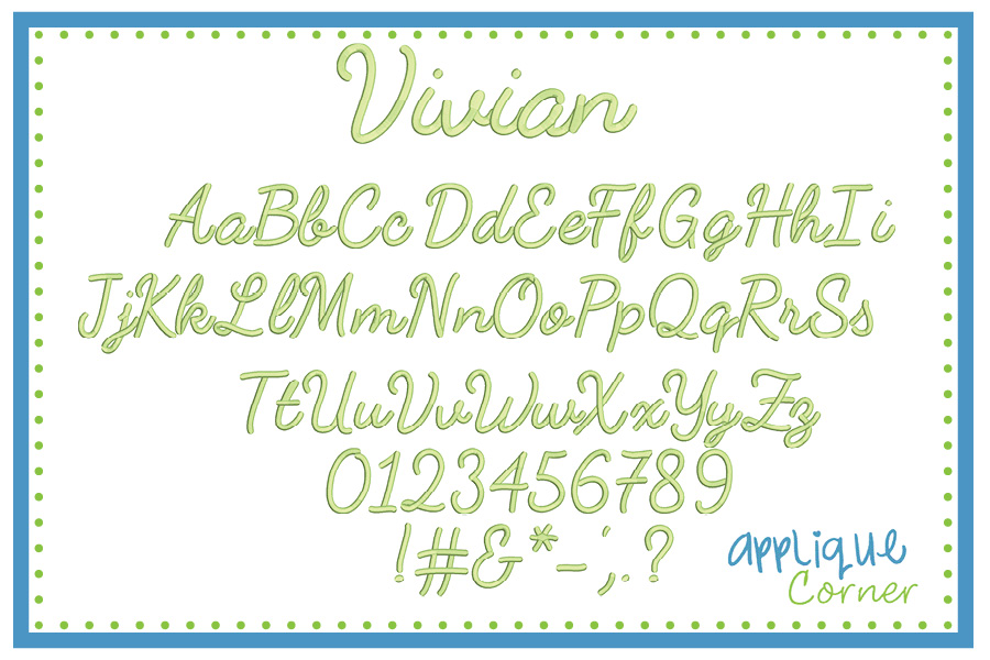 Vivian Embroidery Font