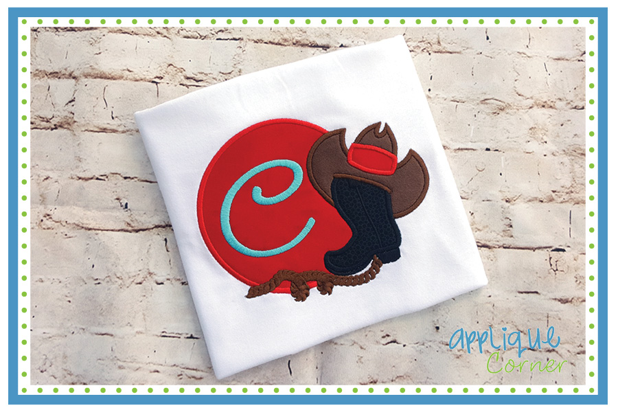 Western Boot Monogram Applique Design