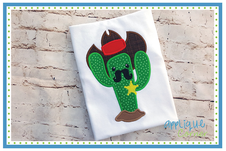 Western Cactus Sheriff Applique Design