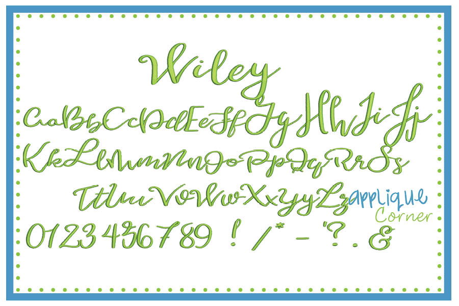 Wiley Embroidery Font