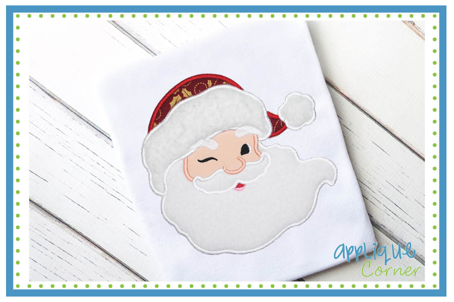 Winking Santa Applique Design