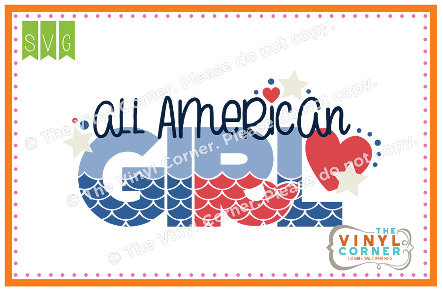 All American Girl Cuttable SVG Clipart Design
