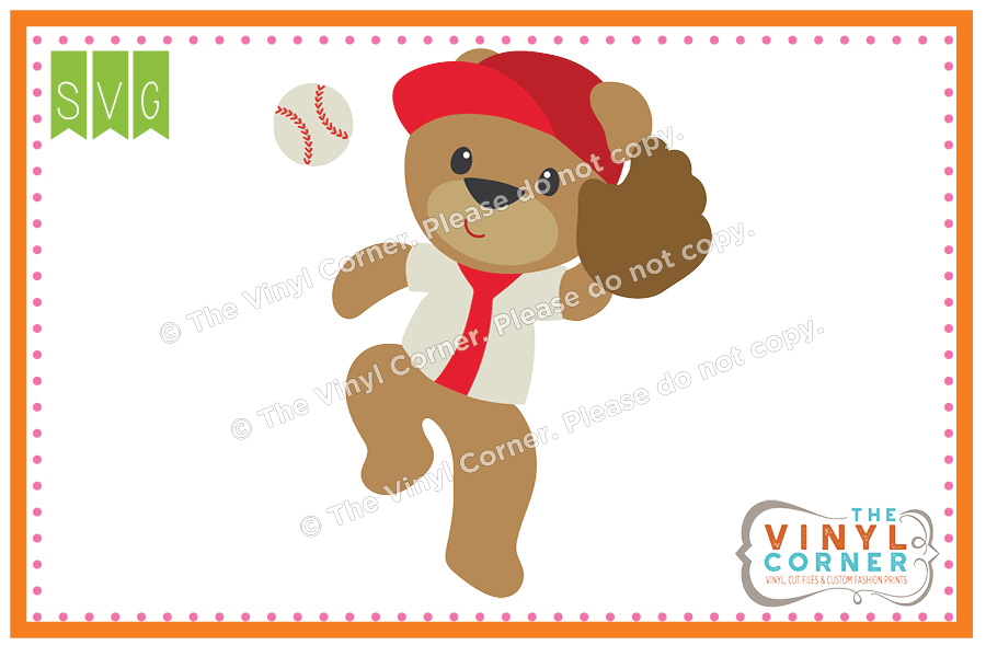 Baseball Bear Cuttable SVG Clipart Design