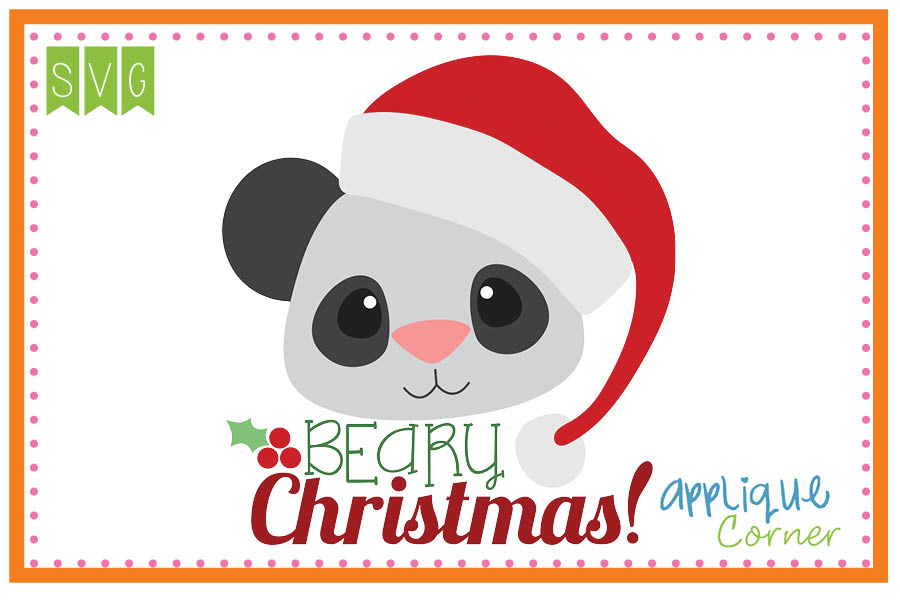 Beary Christmas Panda Cuttable SVG Clipart