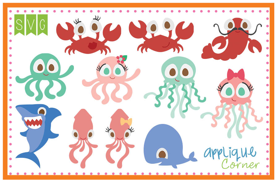 Big Eyed Sea Creatures SVG Set