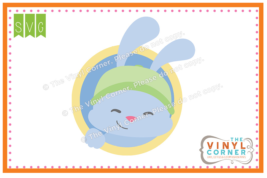 Blue Bunny Circle SVG Clipart Design