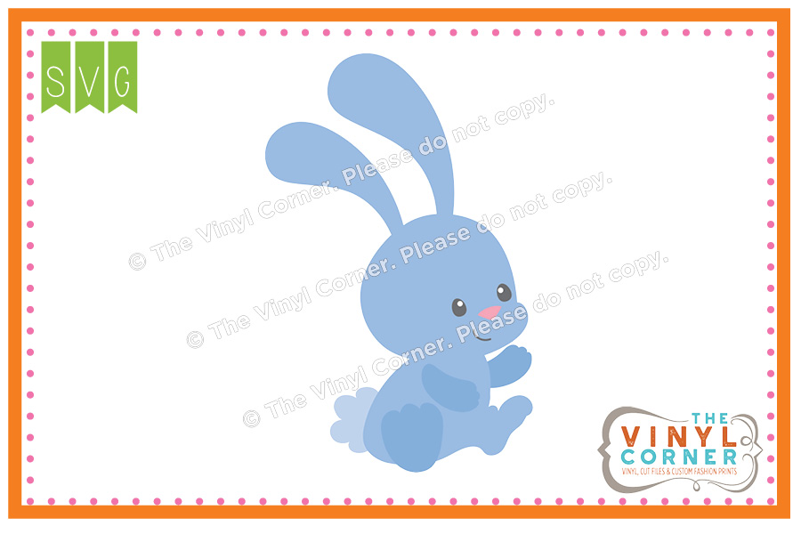 Blue Sitting Bunny SVG Clipart Design