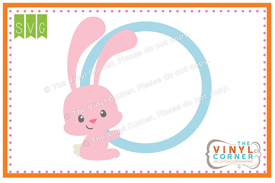 Bunny Monogram Frame SVG Clipart Design