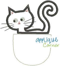 Cat Pocket Buddy Applique Design