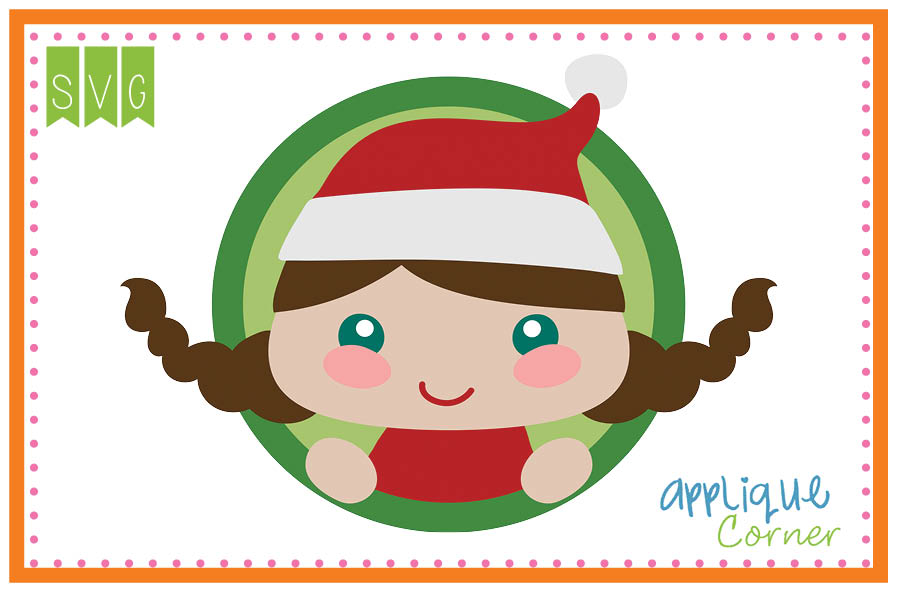 Christmas Girl Circle Cuttable SVG Clipart Design