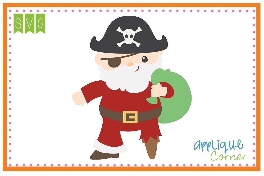 Christmas Pirate Santa Cuttable SVG Clipart