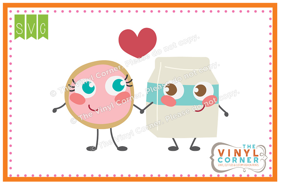 Cookie Milk Love SVG Clipart Design