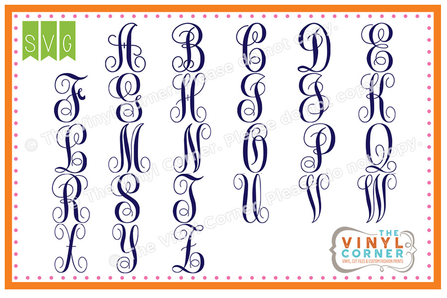 Elegant Monogram Cuttable SVG Clipart Font