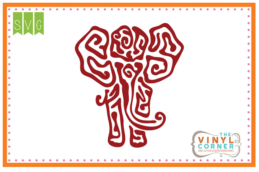 Elephant Swirl SVG Clipart Design