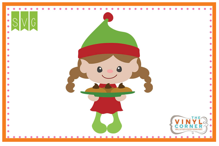 Elf with Cookies Cuttable SVG Clipart Design