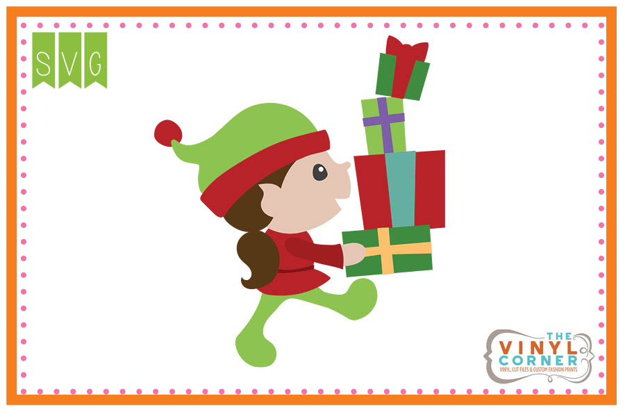 Elf with Gifts Cuttable SVG Clipart Design
