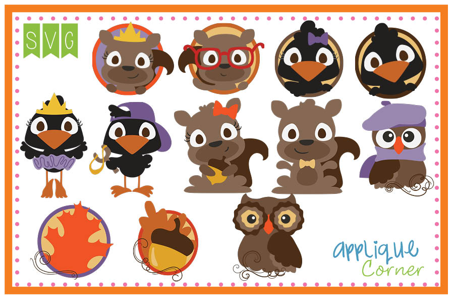 Fall Crows and Squirrels SVG Set