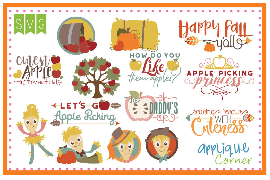 Fall Orchard and Scarecrow SVG Set
