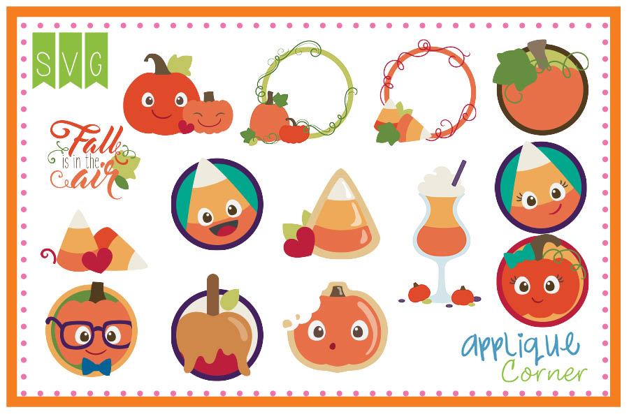 Fun Pumpkins and Candy Corn Set Cuttable SVG Clipart