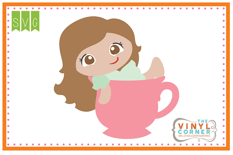 Girl in Tea Cup Cuttable SVG Clipart Design