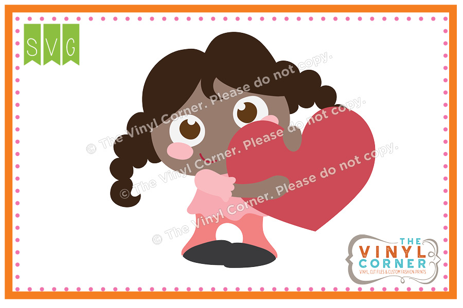 Girl with Heart SVG Clipart Design