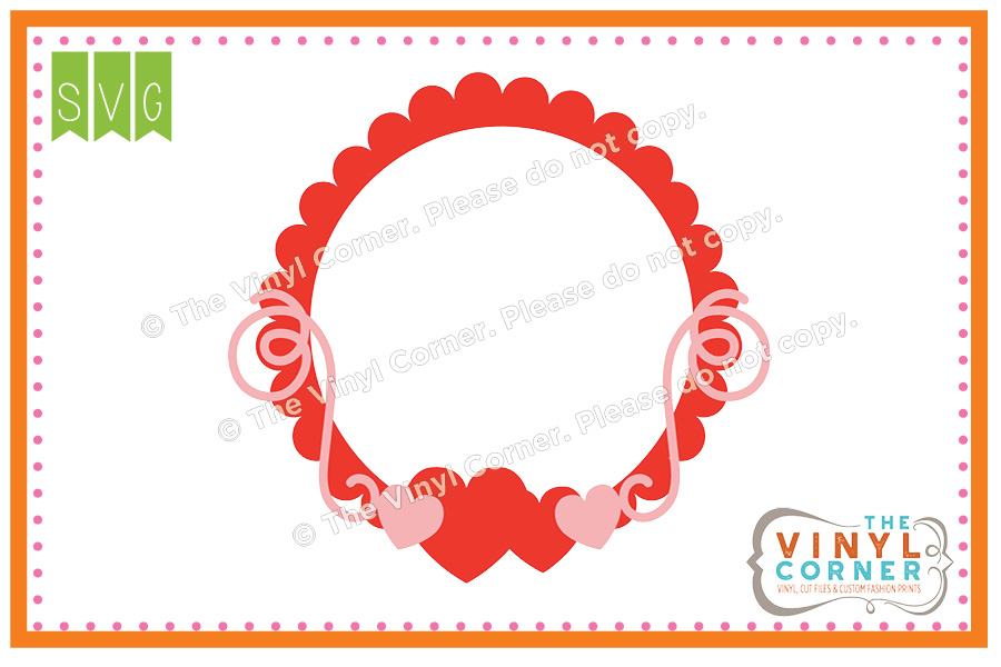 Heart Circle Frame SVG Clipart Design