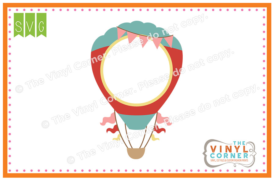Hot Air Balloon with Monogram Cuttable SVG Clipart Design