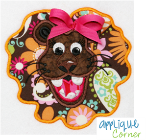 Lion Face Girl Applique Design