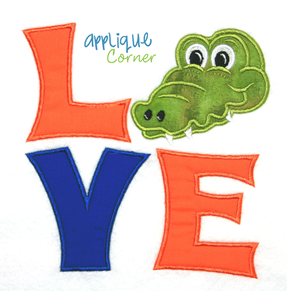 Love Gator Applique Design