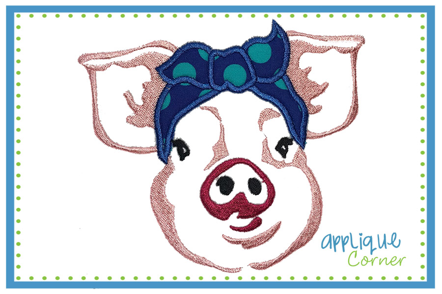 Pig With Bandana Applique Design