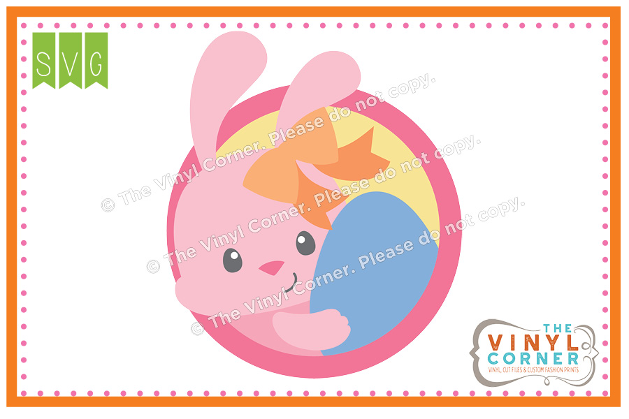 Pink Bunny Circle SVG Clipart Design