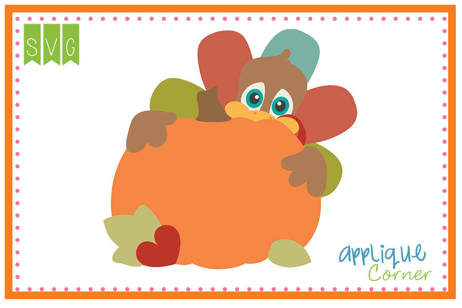 Turkey Behind Pumpkin Cuttable SVG Clipart
