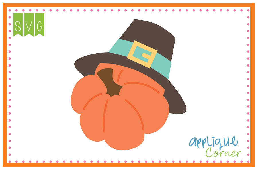 Pumpkin Pilgrim Hat Cuttable SVG Clipart Design