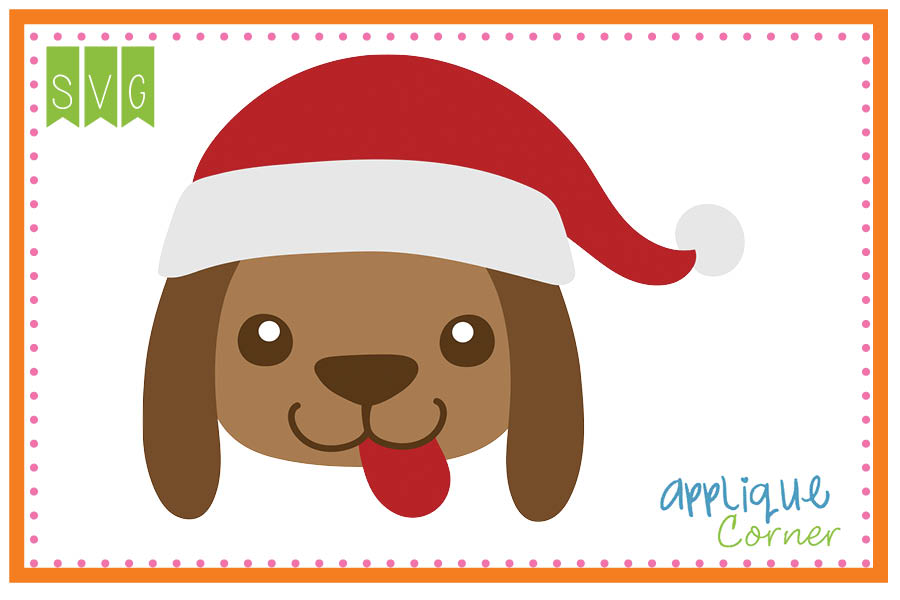 Santa Puppy Head Cuttable SVG Clipart Design