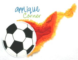 Soccer Ball and Flames Applique Design